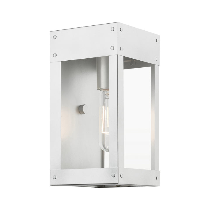 Livex Lighting 20871-81 Modern Barrett Outdoor Painted Satin Nickel W/Brushed Nickel Candle