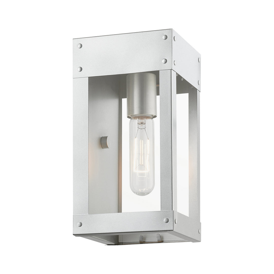 Livex Lighting 20871-81 Modern Barrett Outdoor Painted Satin Nickel W/Brushed Nickel Candle