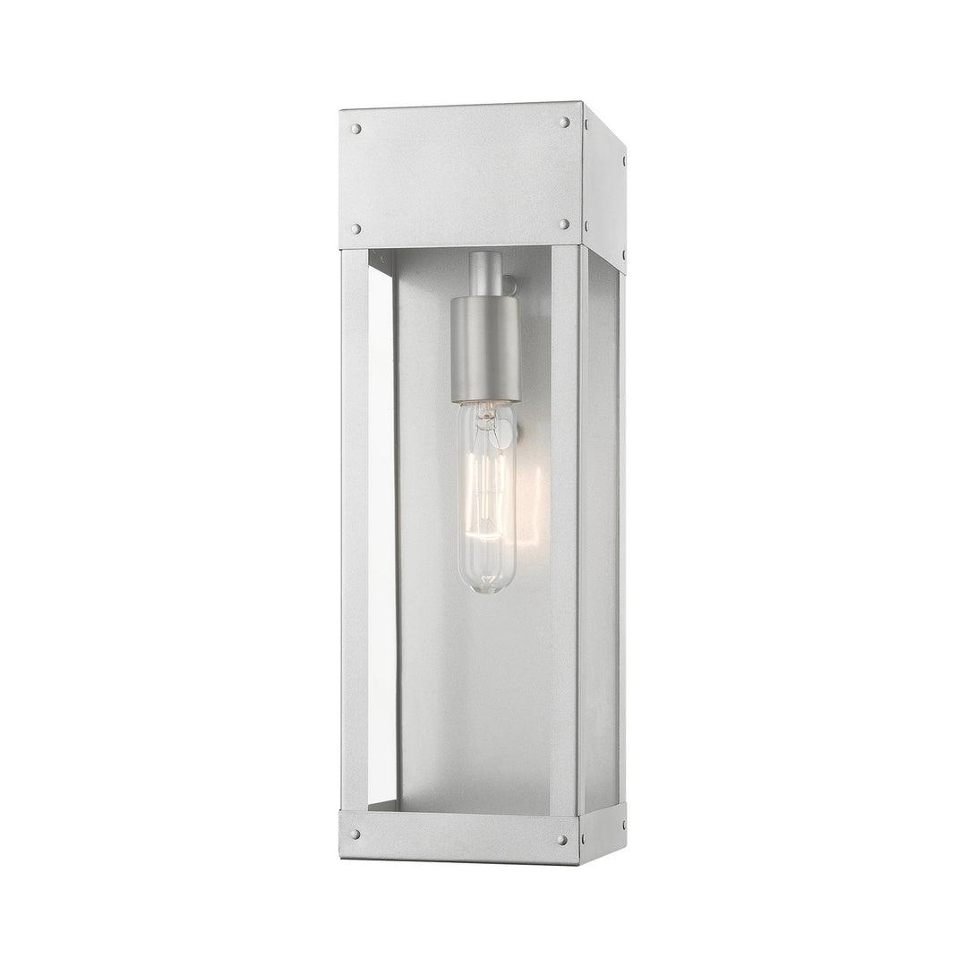 Livex Lighting 20873-81  Barrett Outdoor Painted Satin Nickel W/Brushed Nickel Candle