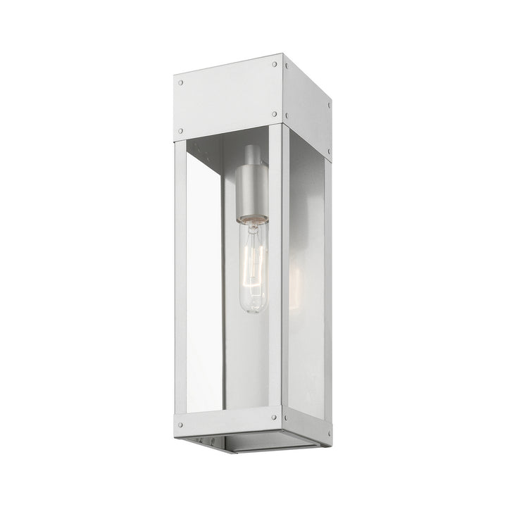 Livex Lighting 20873-81  Barrett Outdoor Painted Satin Nickel W/Brushed Nickel Candle