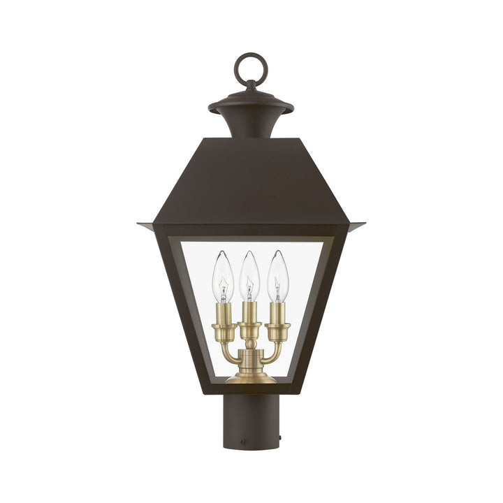 Livex Lighting 27219-07  Wentworth Outdoor Bronze W/Antique Brass Finish Cluster