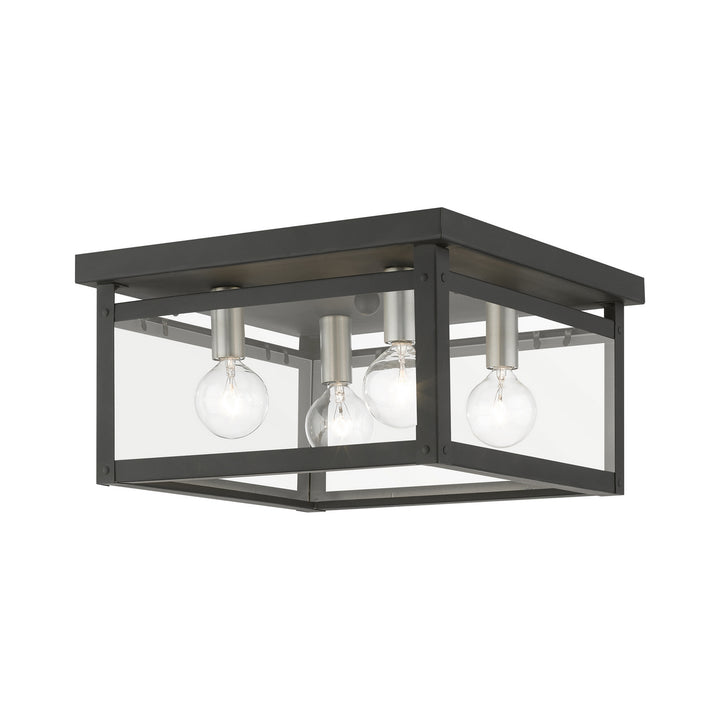 Livex Milford 4032-04 Ceiling Light - Black w/Brushed Nickel Finish Candles