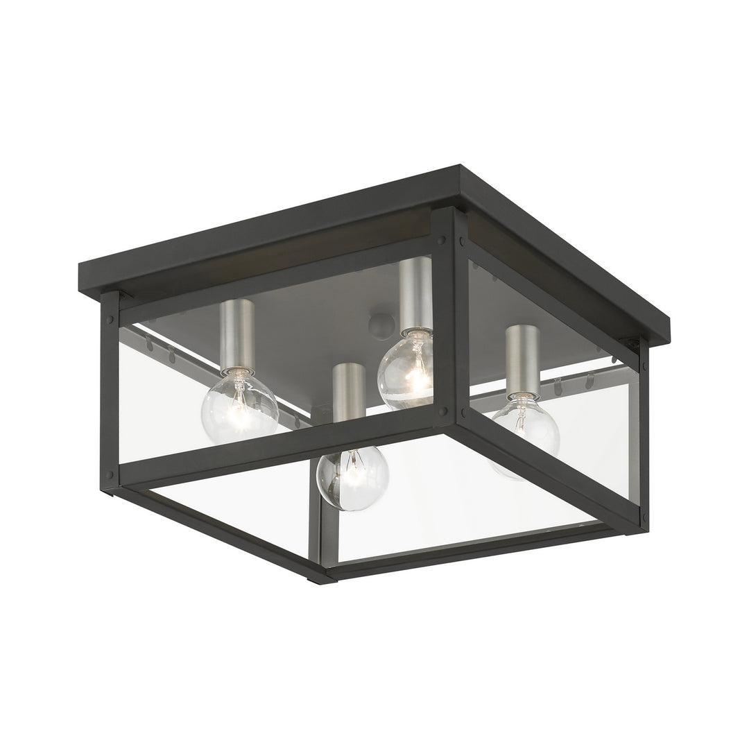 Livex Milford 4032-04 Ceiling Light - Black w/Brushed Nickel Finish Candles