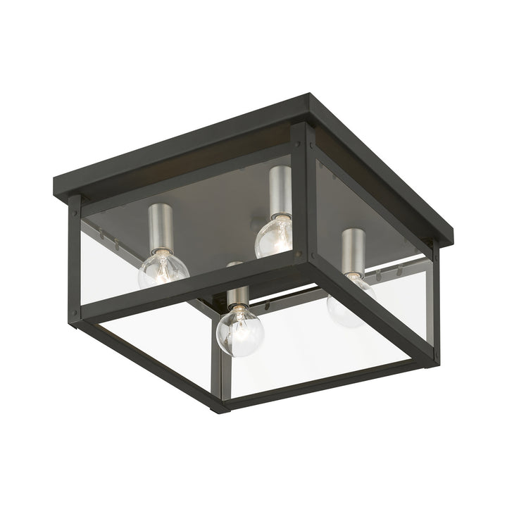 Livex Milford 4032-04 Ceiling Light - Black w/Brushed Nickel Finish Candles