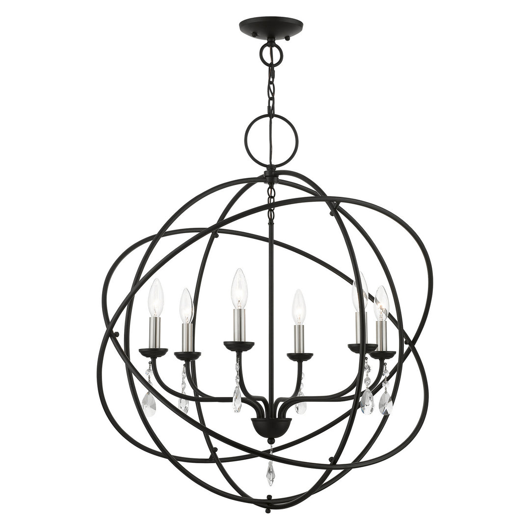 Livex Aria 40906-04 Chandelier Light - Black w/Brushed Nickel Finish Candles