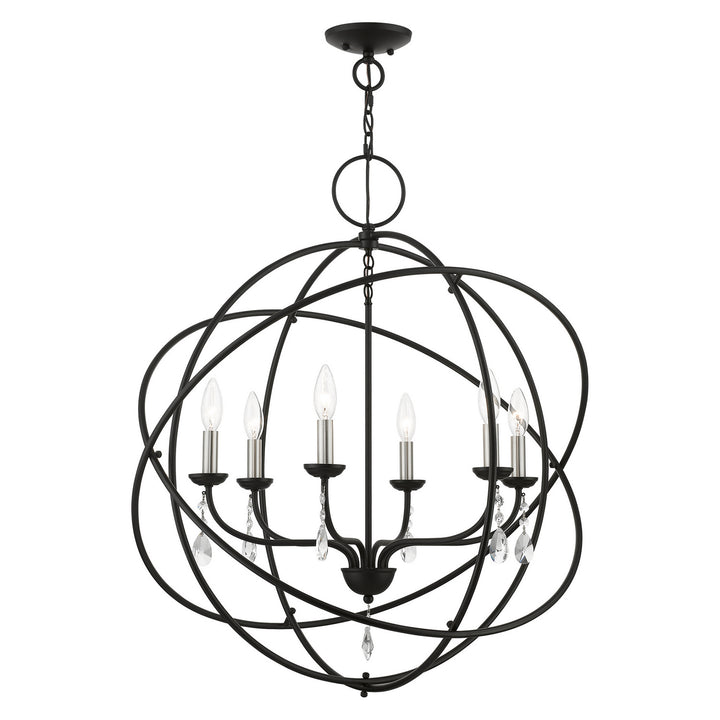 Livex Aria 40906-04 Chandelier Light - Black w/Brushed Nickel Finish Candles