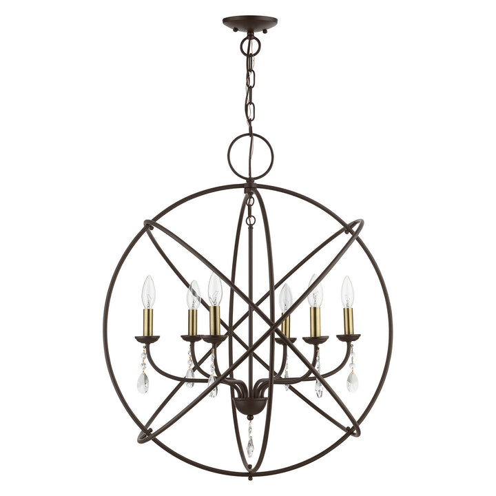 Livex Aria 40906-07 Chandelier Light - Bronze w/Antique Brass Finish Candles