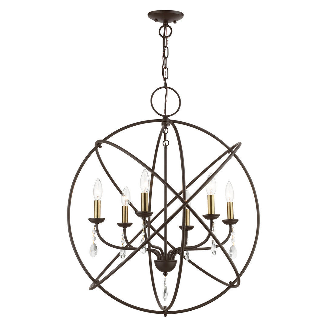 Livex Aria 40906-07 Chandelier Light - Bronze w/Antique Brass Finish Candles