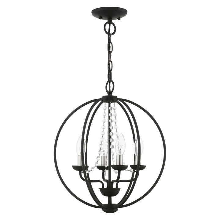 Livex Arabella 40914-04 Chandelier Light - Black w/Brushed Nickel Finish Candles