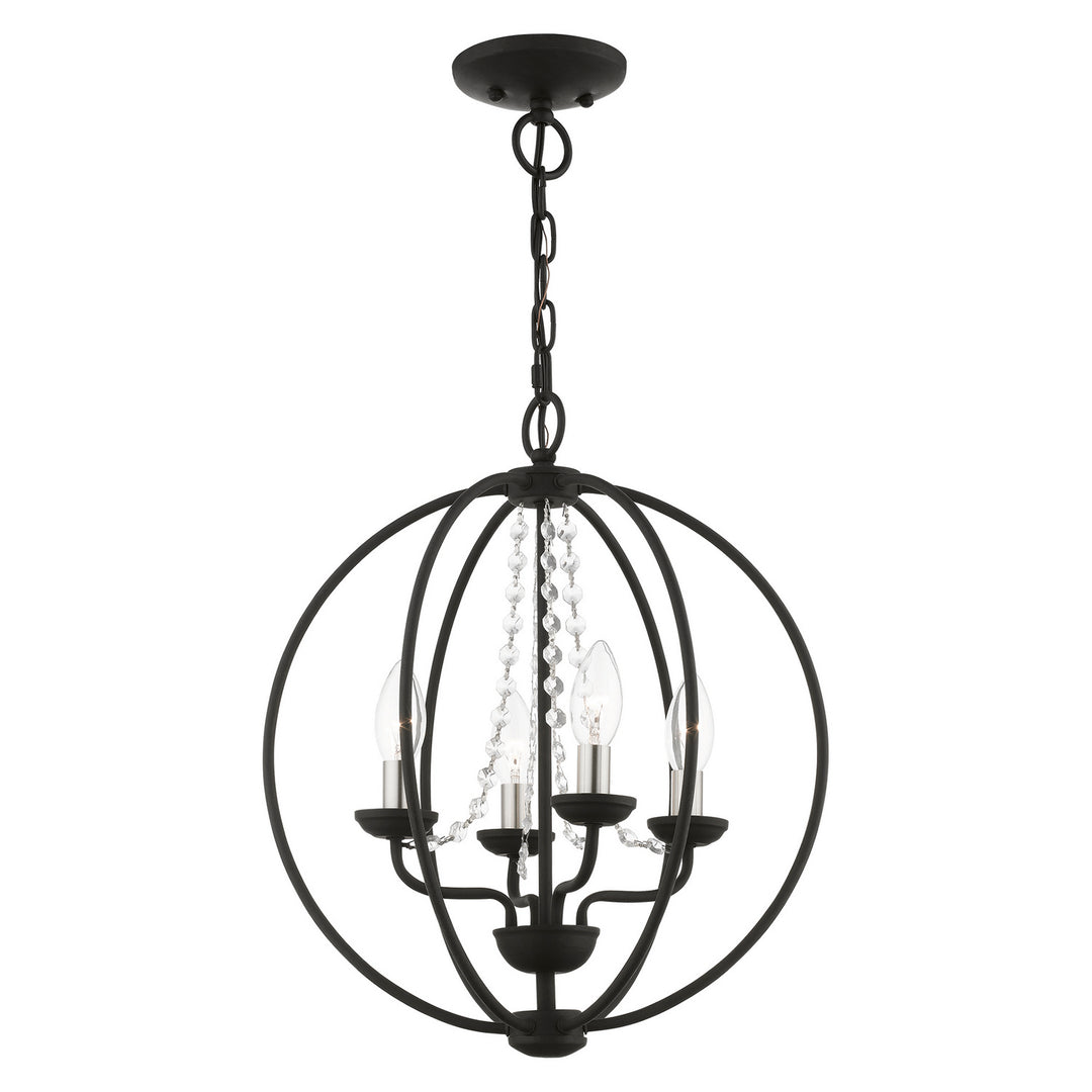 Livex Arabella 40914-04 Chandelier Light - Black w/Brushed Nickel Finish Candles