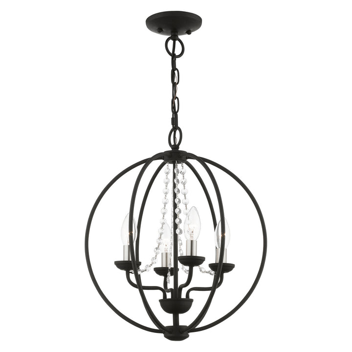 Livex Arabella 40914-04 Chandelier Light - Black w/Brushed Nickel Finish Candles