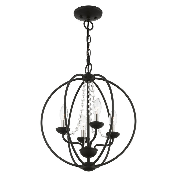 Livex Arabella 40914-04 Chandelier Light - Black w/Brushed Nickel Finish Candles