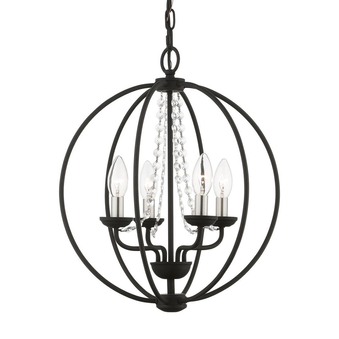 Livex Arabella 40914-04 Chandelier Light - Black w/Brushed Nickel Finish Candles