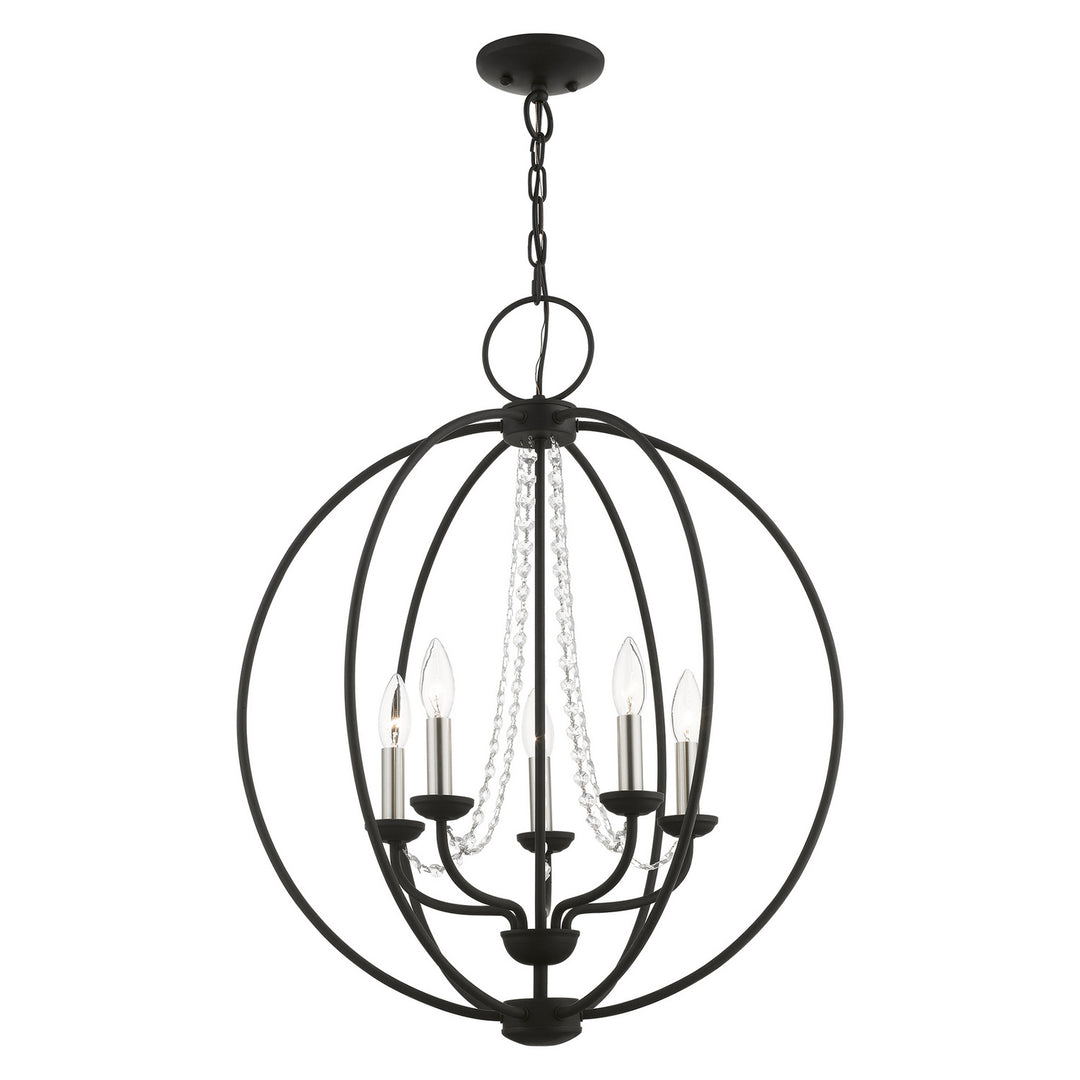 Livex Arabella 40915-04 Chandelier Light - Black w/Brushed Nickel Finish Candles