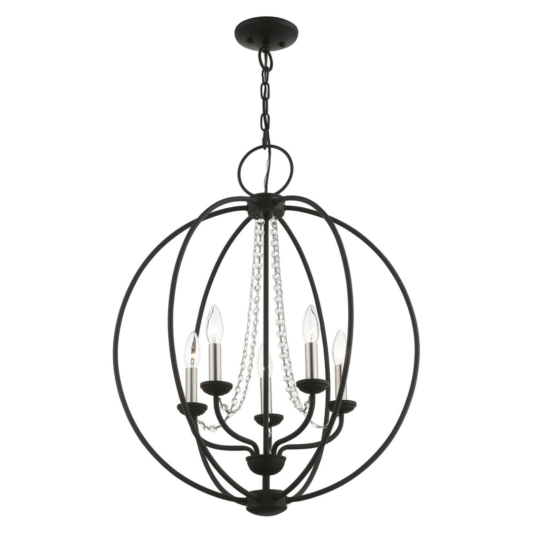 Livex Arabella 40915-04 Chandelier Light - Black w/Brushed Nickel Finish Candles