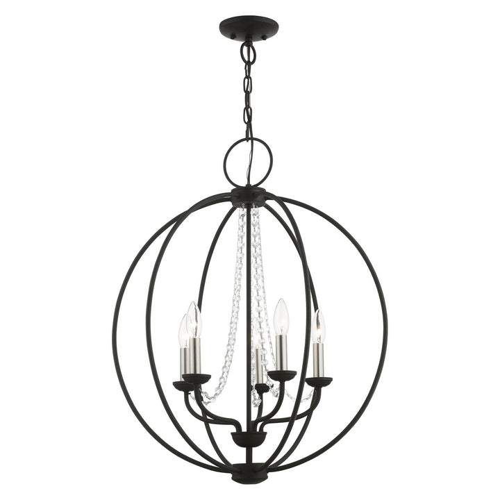 Livex Arabella 40915-04 Chandelier Light - Black w/Brushed Nickel Finish Candles