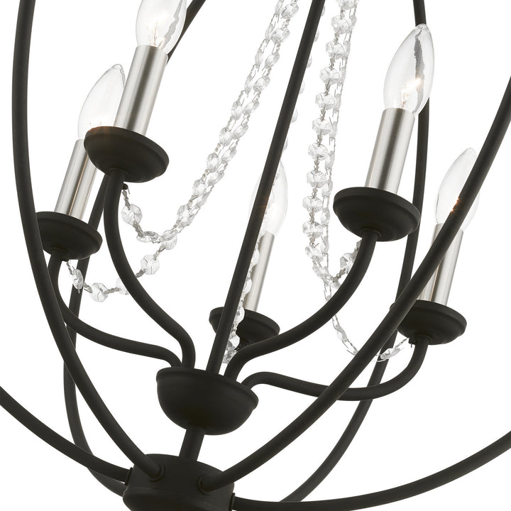 Livex Arabella 40915-04 Chandelier Light - Black w/Brushed Nickel Finish Candles