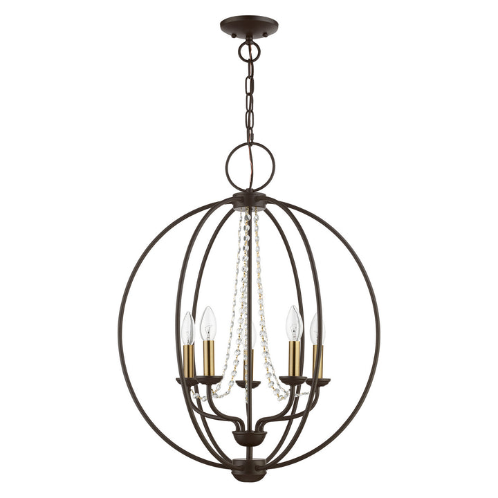 Livex Arabella 40915-07 Chandelier Light - Bronze w/Antique Brass Finish Candles