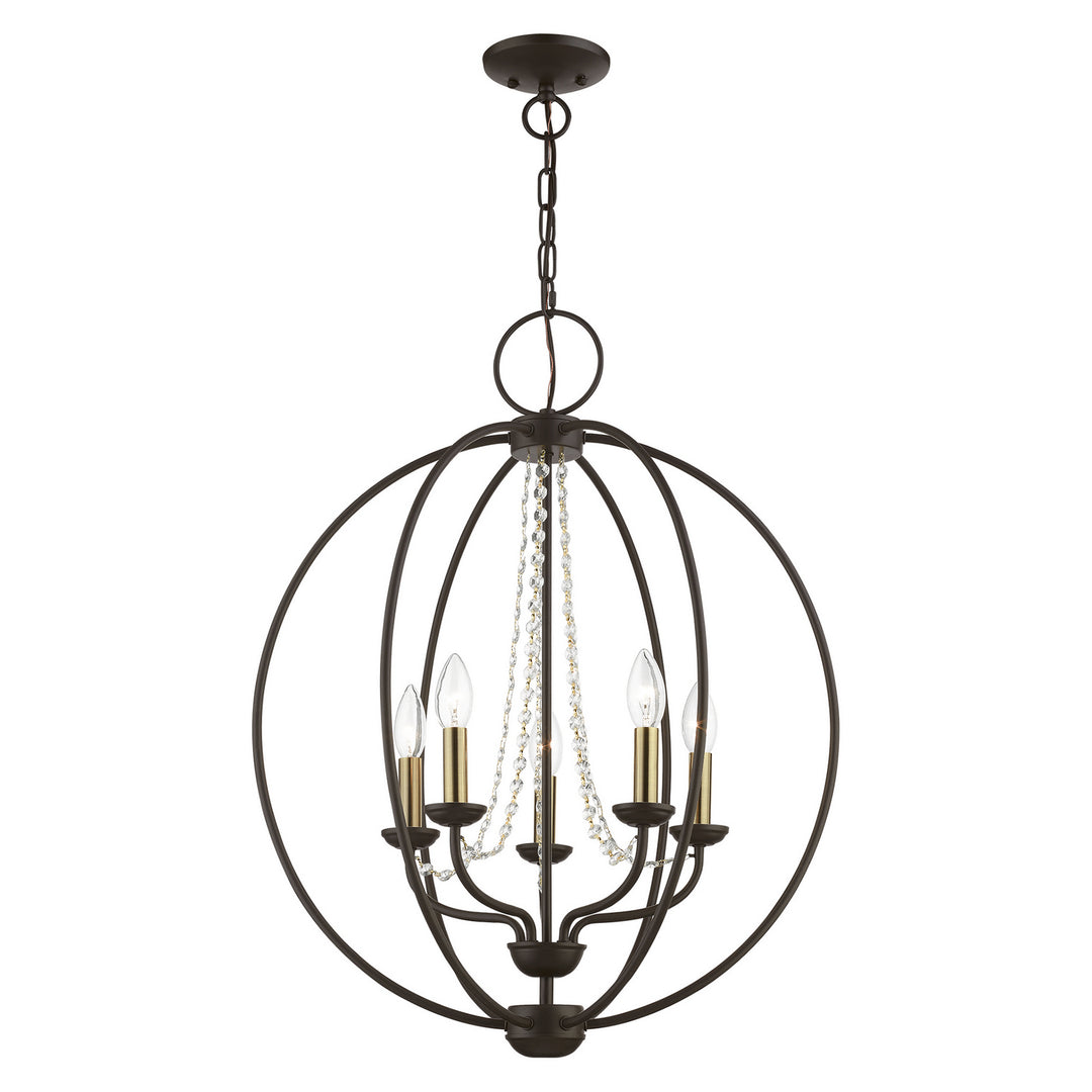 Livex Arabella 40915-07 Chandelier Light - Bronze w/Antique Brass Finish Candles