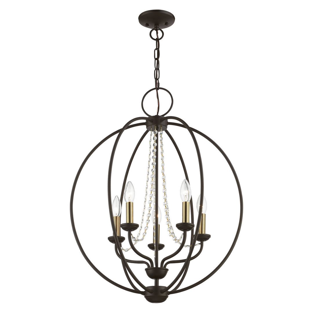 Livex Arabella 40915-07 Chandelier Light - Bronze w/Antique Brass Finish Candles