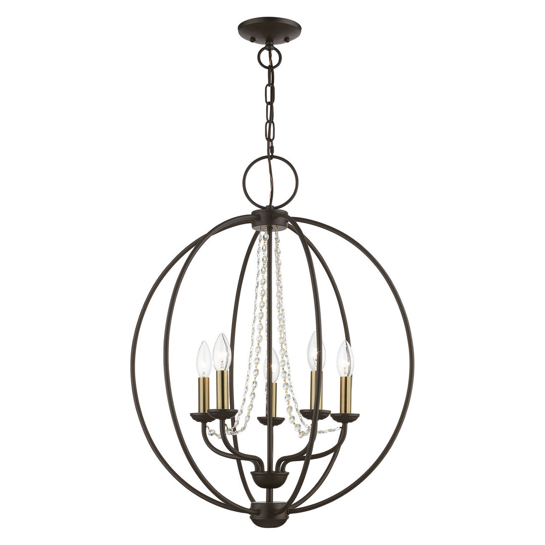 Livex Arabella 40915-07 Chandelier Light - Bronze w/Antique Brass Finish Candles