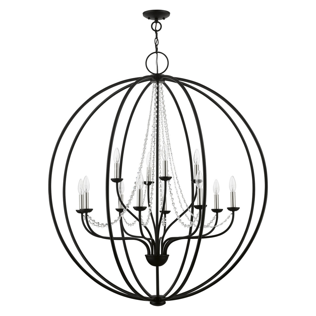 Livex Arabella 40919-04 Chandelier Light - Black w/Brushed Nickel Finish Candles