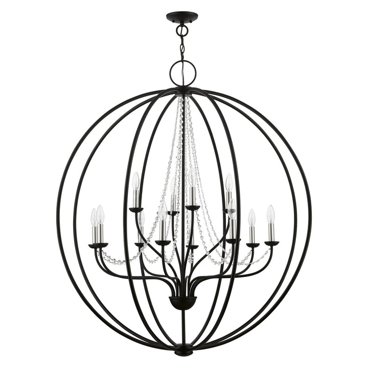 Livex Arabella 40919-04 Chandelier Light - Black w/Brushed Nickel Finish Candles