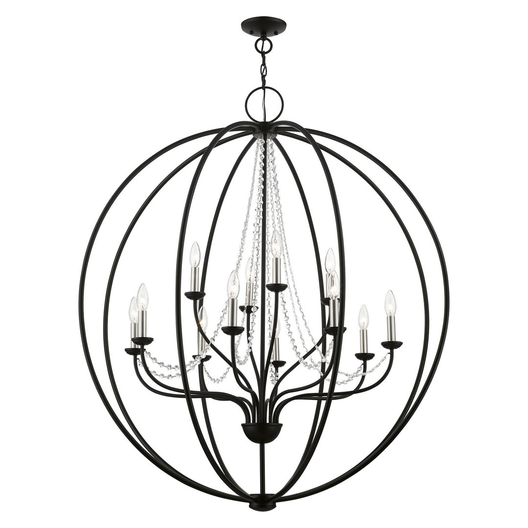 Livex Arabella 40919-04 Chandelier Light - Black w/Brushed Nickel Finish Candles