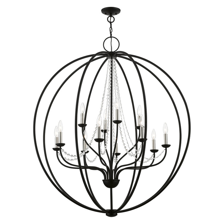 Livex Arabella 40919-04 Chandelier Light - Black w/Brushed Nickel Finish Candles