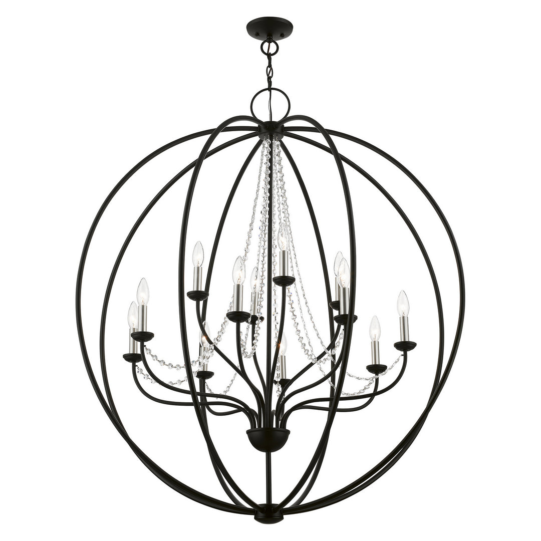 Livex Arabella 40919-04 Chandelier Light - Black w/Brushed Nickel Finish Candles