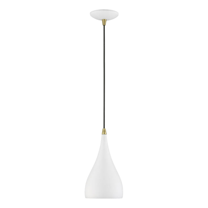 Livex Amador 41171-13 Pendant Light - Textured White w/Antique Brass