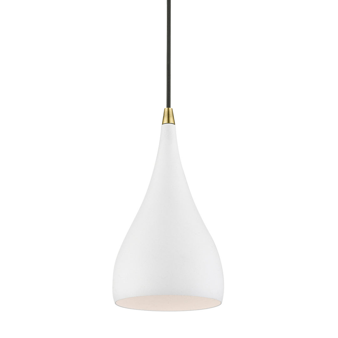 Livex Amador 41171-13 Pendant Light - Textured White w/Antique Brass