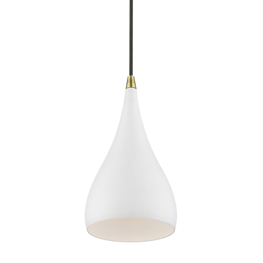 Livex Amador 41171-13 Pendant Light - Textured White w/Antique Brass