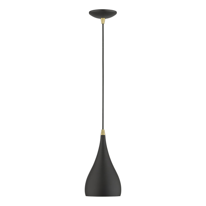 Livex Amador 41171-14 Pendant Light - Textured Black w/Antique Brass