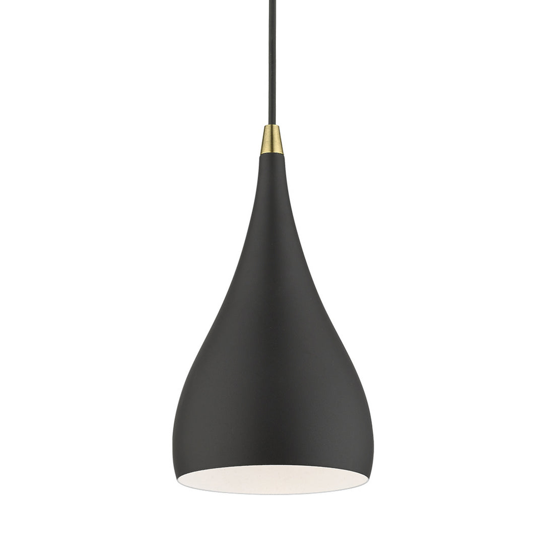 Livex Amador 41171-14 Pendant Light - Textured Black w/Antique Brass