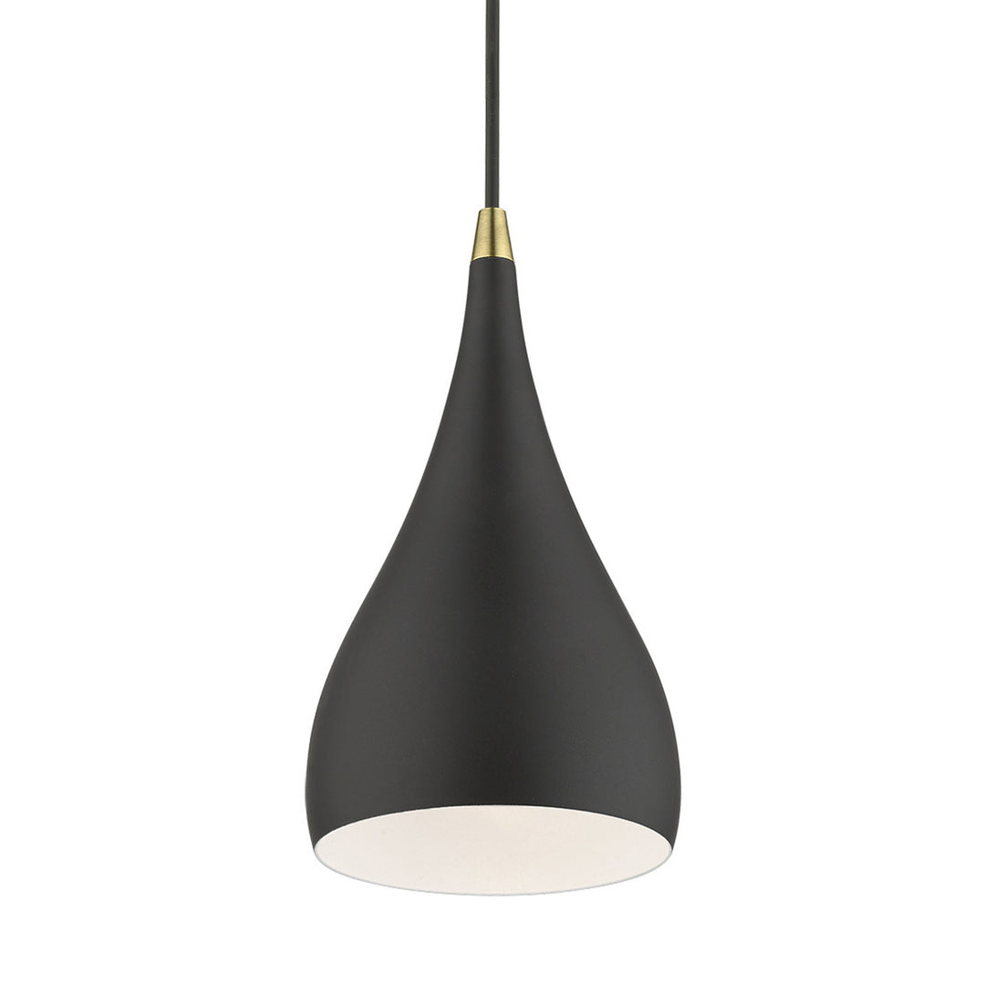 Livex Amador 41171-14 Pendant Light - Textured Black w/Antique Brass