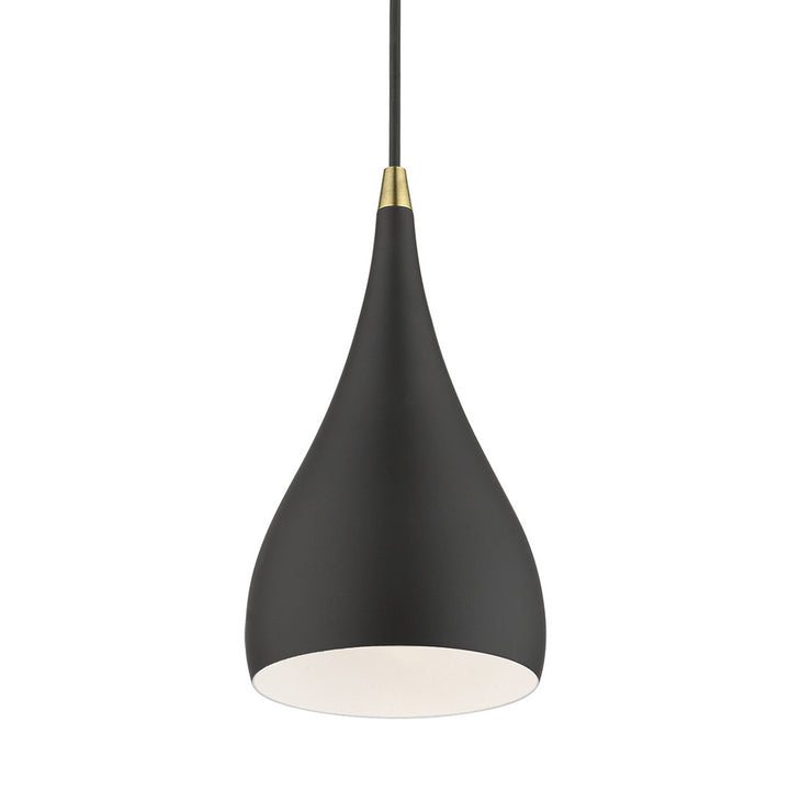 Livex Amador 41171-14 Pendant Light - Textured Black w/Antique Brass