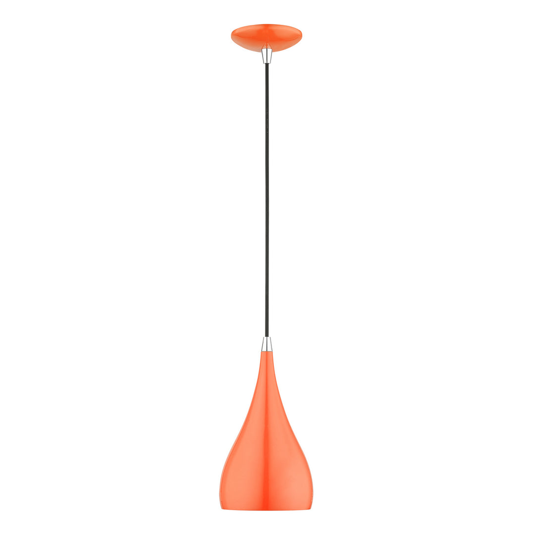 Livex Amador 41171-77 Pendant Light - Shiny Orange w/Polished Chrome