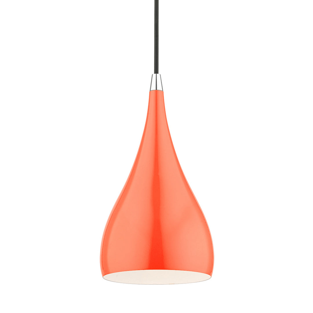 Livex Amador 41171-77 Pendant Light - Shiny Orange w/Polished Chrome