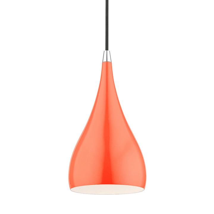 Livex Amador 41171-77 Pendant Light - Shiny Orange w/Polished Chrome