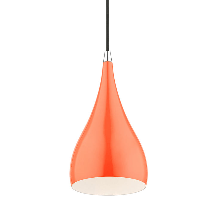 Livex Amador 41171-77 Pendant Light - Shiny Orange w/Polished Chrome