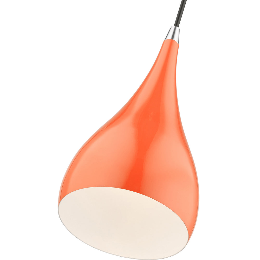 Livex Amador 41171-77 Pendant Light - Shiny Orange w/Polished Chrome