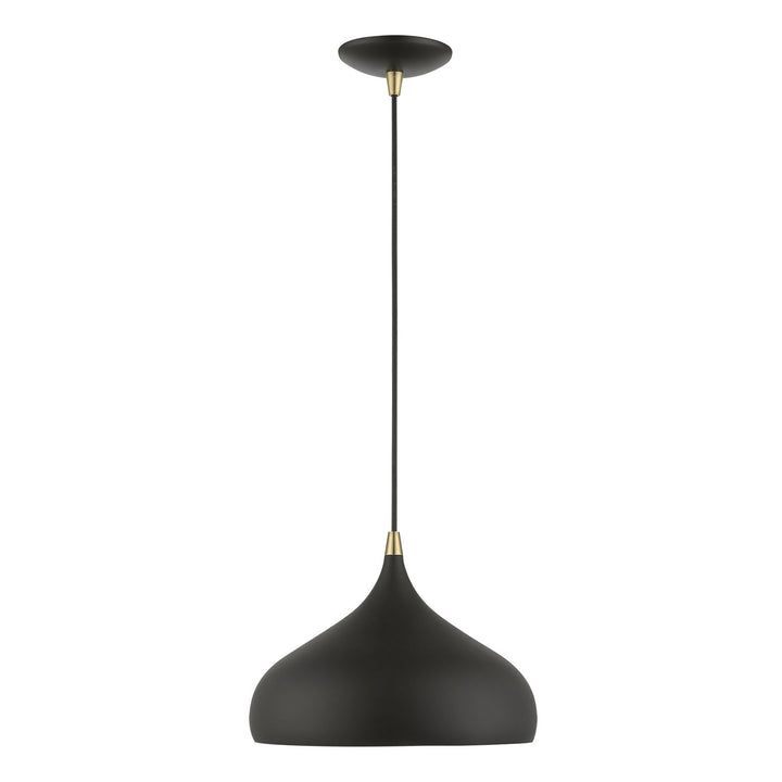 Livex Amador 41172-14 Pendant Light - Textured Black w/Antique Brass