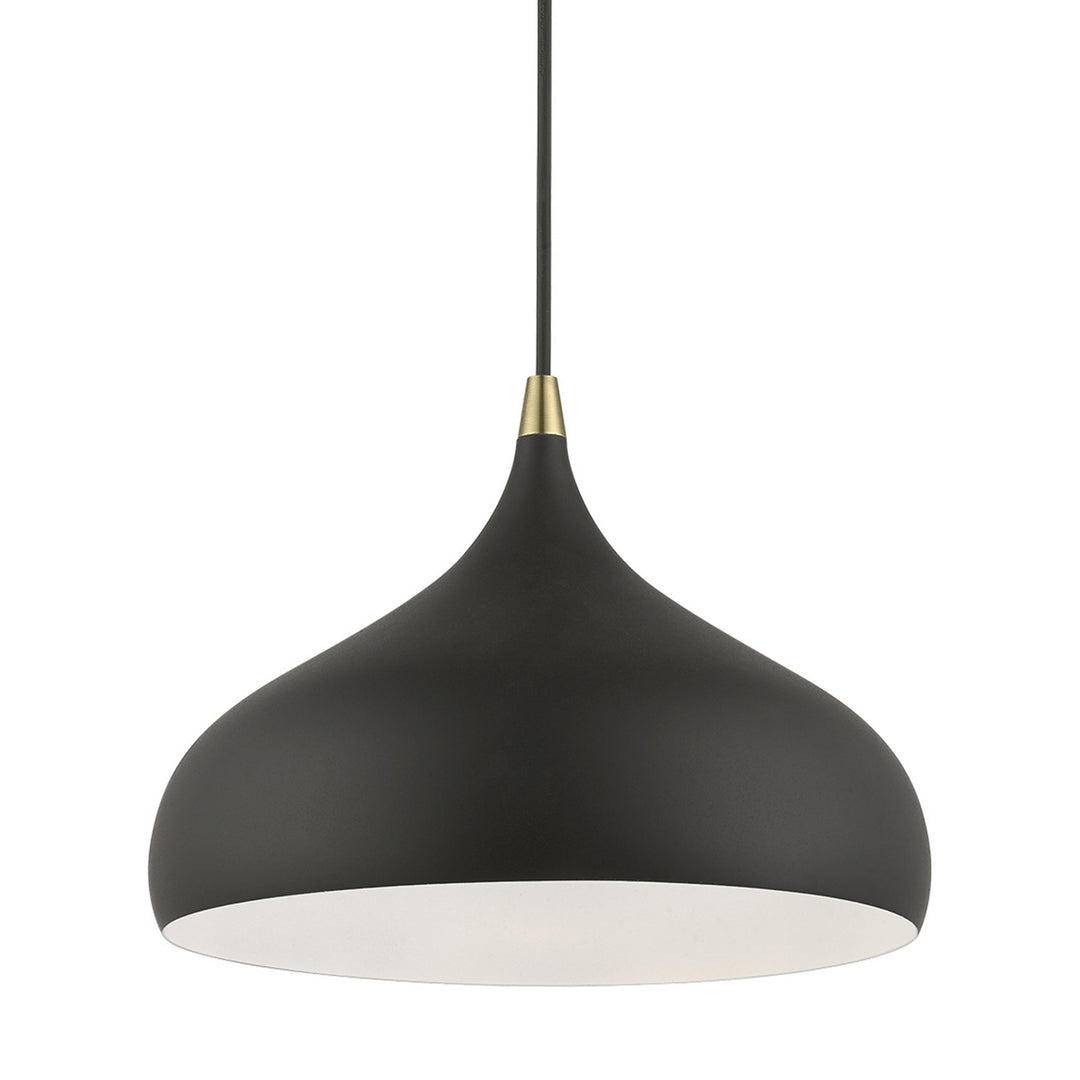 Livex Amador 41172-14 Pendant Light - Textured Black w/Antique Brass