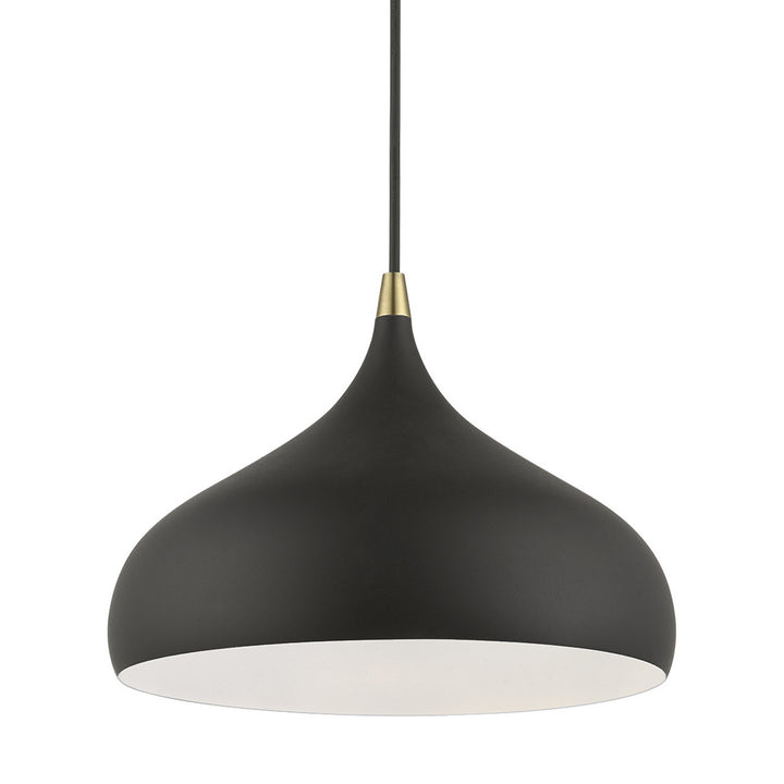 Livex Amador 41172-14 Pendant Light - Textured Black w/Antique Brass