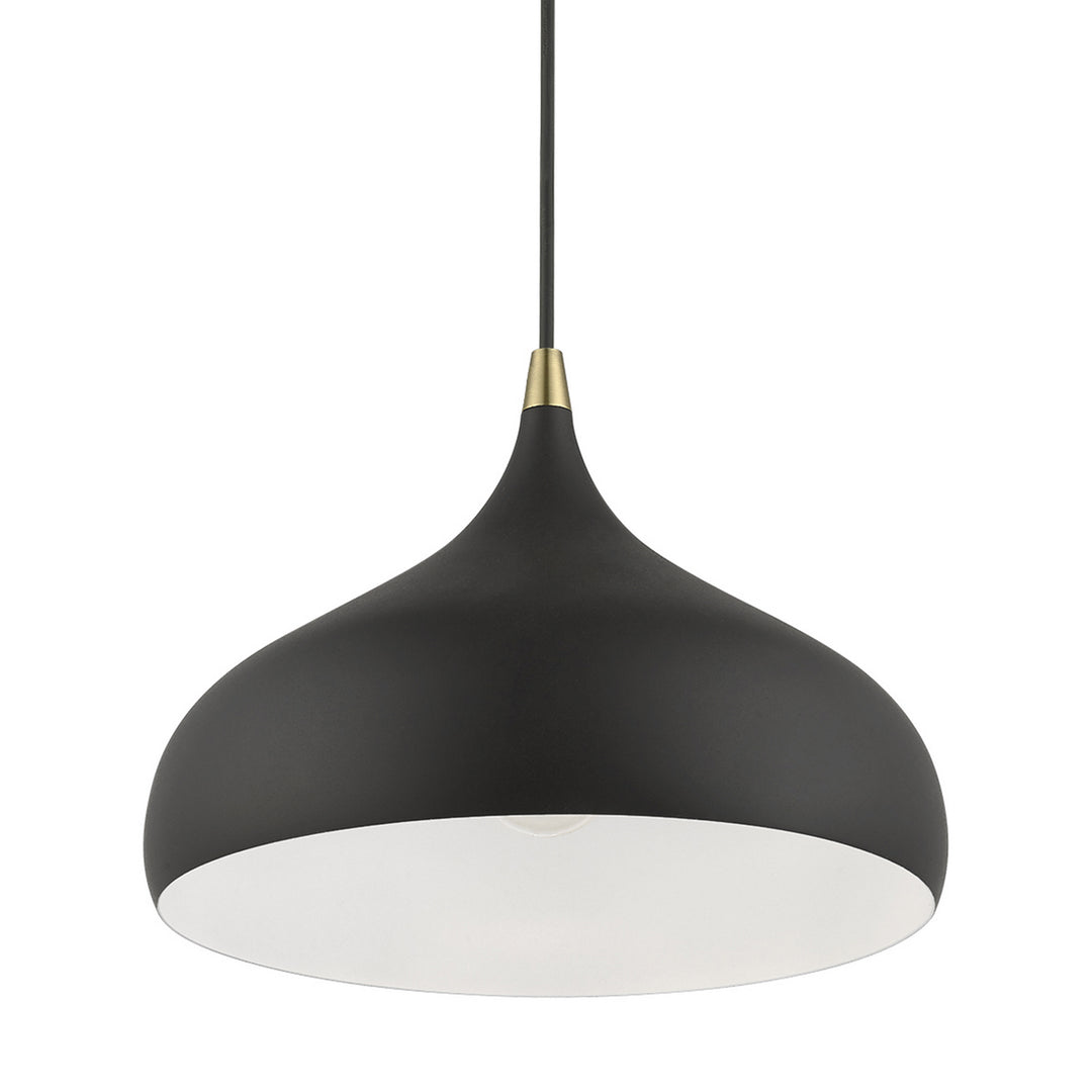 Livex Amador 41172-14 Pendant Light - Textured Black w/Antique Brass