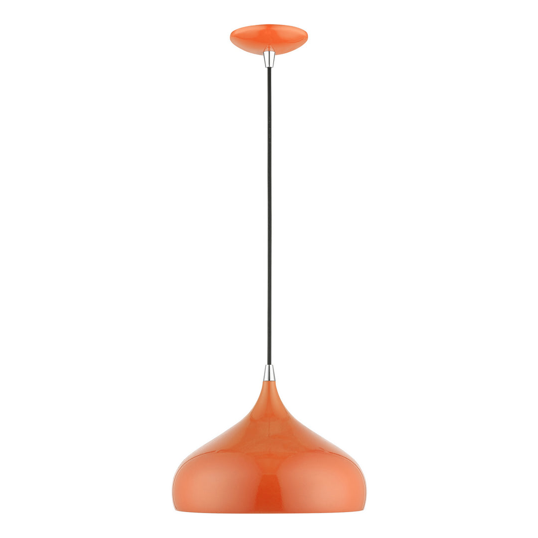 Livex Amador 41172-77 Pendant Light - Shiny Orange w/Polished Chrome