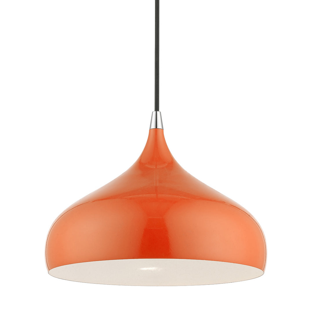 Livex Amador 41172-77 Pendant Light - Shiny Orange w/Polished Chrome