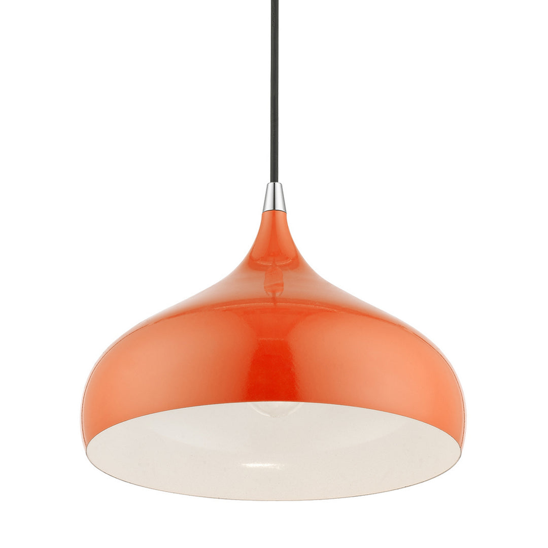 Livex Amador 41172-77 Pendant Light - Shiny Orange w/Polished Chrome