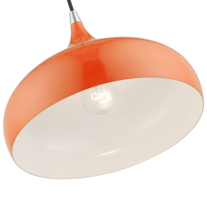 Livex Amador 41172-77 Pendant Light - Shiny Orange w/Polished Chrome